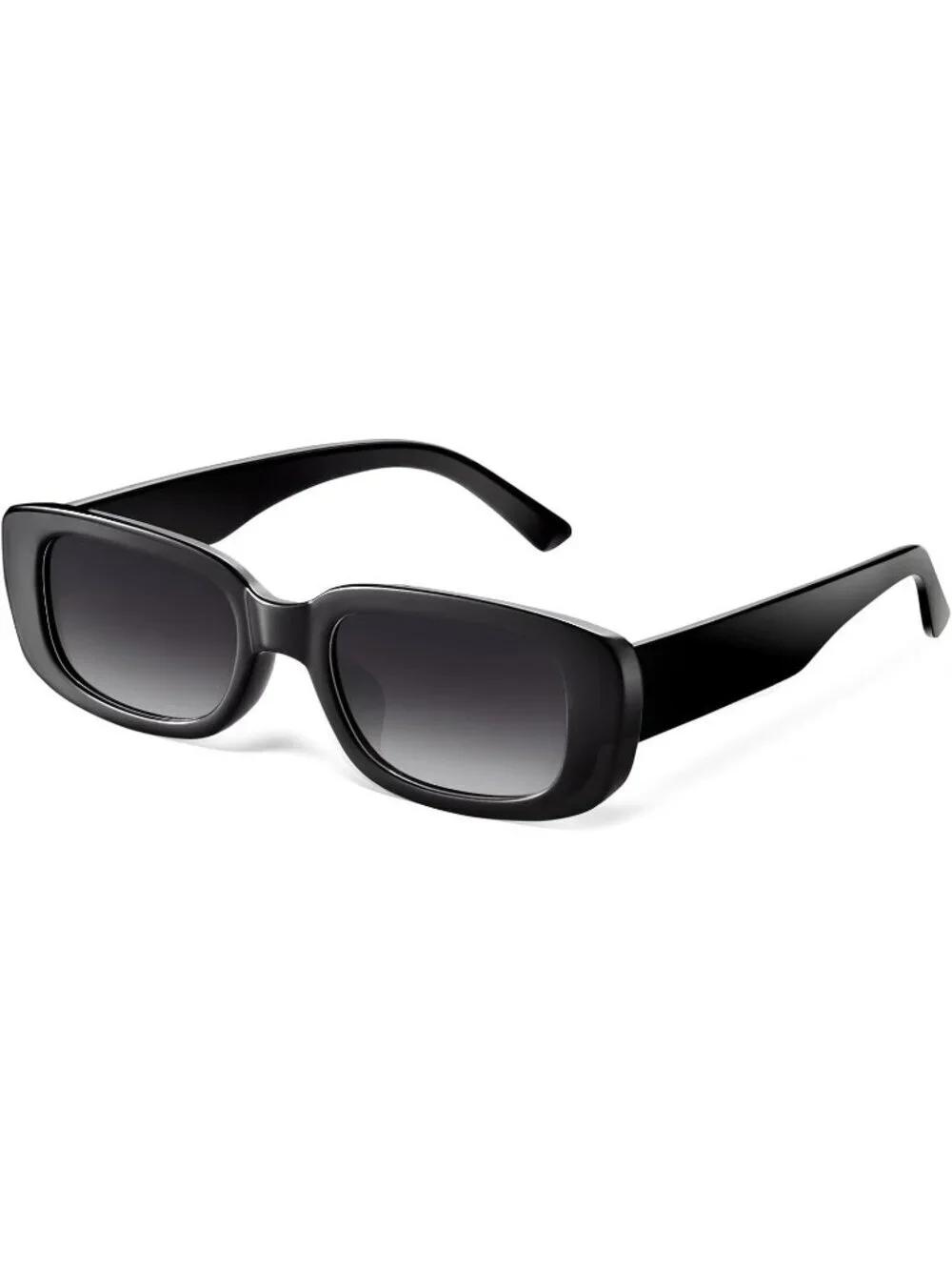 Women's Black Gradual Trendy Rectangle Protection Cool Square Frame Sun Glasses
